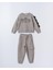 Erkek Çocuk Pamuklu Gri Dinozor Baskılı Eşofman Takım - Cep Detaylı 3