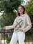 NC59085 Italyan Yazı Baskılı Kol Zımbalı Kapişonlu Sweatshirt Krem 4