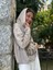 NC59085 Italyan Yazı Baskılı Kol Zımbalı Kapişonlu Sweatshirt Krem 7