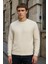 Erkek Bisiklet Yaka Salaş Kışlık Bol Krem Sweatshirt 1