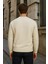 Erkek Bisiklet Yaka Salaş Kışlık Bol Krem Sweatshirt 2