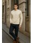 Erkek Bisiklet Yaka Salaş Kışlık Bol Krem Sweatshirt 6