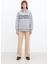 Oversize Yakası Fermuarlı Gri Kadın Sweatshirt 25K0133K1 1