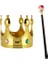 Bfs Çocuk Boy Altın Renk Kral Tacı ve Kırmızı Topuzlu Kral Asası 2
