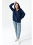 Kadın Kapüşonlu Fermuarlı Çift Cepli 3ip Sweatshirt Lacivert - 264402 1