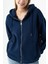 Kadın Kapüşonlu Fermuarlı Çift Cepli 3ip Sweatshirt Lacivert - 264402 4