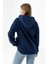 Kadın Kapüşonlu Fermuarlı Çift Cepli 3ip Sweatshirt Lacivert - 264402 5