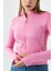 Kadın Dik Yaka Parmak Geçirmeli Fermuarlı Sweatshirt Pembe - 26K 2537 4