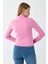 Kadın Dik Yaka Parmak Geçirmeli Fermuarlı Sweatshirt Pembe - 26K 2537 5