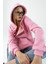 Kadın Kapüşonlu Fermuarlı Şardonlu 3ip Sweatshirt Pembe - 9015 - 264401 2