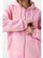 Kadın Kapüşonlu Fermuarlı Şardonlu 3ip Sweatshirt Pembe - 9015 - 264401 5