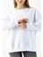 Kadın Bisiklet Yaka Ayıcık Baskılı 3ip Sweatshirt Beyaz - 264422 6