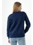 Kadın Bisiklet Yaka Kol Parçalı 3ip Şardonlu Sweatshirt Lacivert - 2513 6