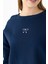 Kadın Bisiklet Yaka Fiyonk Detaylı 3ip Sweatshirt Lacivert - 264420 3