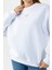 Kadın Bisiklet Yaka Fiyonk Detaylı 3ip Sweatshirt Beyaz - 264420 4
