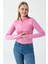 Kadın Dik Yaka Parmak Geçirmeli Fermuarlı Sweatshirt Pembe - 26K 2537 2