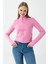 Kadın Dik Yaka Parmak Geçirmeli Fermuarlı Sweatshirt Pembe - 26K 2537 3