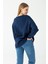 Kadın Bisiklet Yaka Fiyonk Detaylı 3ip Sweatshirt Lacivert - 264420 5