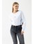 Kadın Bisiklet Yaka Fiyonk Nakışlı Crop Sweatshirt Beyaz - 264423 2