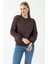 Kadın Bisiklet Yaka Kol Parçalı 3ip Şardonlu Sweatshirt Kahverengi - 2513 1