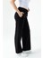 Kadın Beli Ayarlanabilir Bol Paça Çift Cepli Eşofman Altı Siyah - MW0000199 4