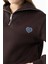 Kadın Yarım Fermuarlı Taşlı Kalp Nakışlı 3ip Sweatshirt Kahverengi - 2665 4