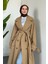Helora Arka A Pile Düğmeli Trençkot Camel 5