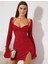 Arias Closet Kırmızı Yırtmaç Detay Simli Fantezi Mini Club Elbisesi 1