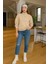 Fermuarlı Kamyoner Yaka Bej Kadın Sweatshirt 25K0166K1 1