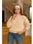 Fermuarlı Kamyoner Yaka Bej Kadın Sweatshirt 25K0166K1 2