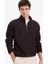 Boxy Fit Dik Yaka Yarım Fermuarlı Polar Sweatshirt E8632AX25WN 1