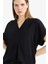 Regular Fit Apaş Yaka Basic Düz Krinkıl Kumaş Kısa Kollu Bluz C0998AX25SM 1