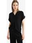 Regular Fit Apaş Yaka Basic Düz Krinkıl Kumaş Kısa Kollu Bluz C0998AX25SM 3