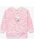 Pamuklu Bisiklet Yaka Şardonlu Pembe Kız Bebek Sweatshirt 6WMG10078AK 1