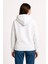 Üç Iplik Kapüşonlu Kanguru Çepli Sweatshirt Hoodie - Beyaz 2