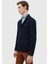Lacivert Düz Shirt Shoulder Slim Fit %100 Yün Örme Ceket 3