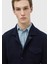 Lacivert Düz Shirt Shoulder Slim Fit %100 Yün Örme Ceket 4