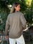 NC53761 Italyan Yazılı ve Taşlı Coton Sweatshirt Vizon 7