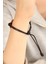 Happy (Mutlu) Siyah Deri Ipli Unisex Mood Bileklik - EBJ251004W38051 2
