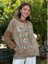 NC53050D Italyan Yazı Baskılı Cepli Kapüşonlu Coton Sweatshirt Camel 7