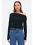 Siyah Kadın Off Shoulder Uzun Kollu Bluz MG2567 2