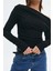 Siyah Kadın Off Shoulder Uzun Kollu Bluz MG2567 5