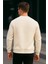 Erkek Basic Pamuklu Salaş Kışlık Krem Sweatshirt 6