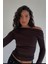 Kahverengi Kadın Off Shoulder Uzun Kollu Bluz MG2567 2