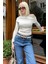 Beyaz Kadın Off Shoulder Uzun Kollu Bluz MG2567 2