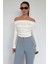 Beyaz Kadın Off Shoulder Uzun Kollu Bluz MG2567 3