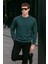 Erkek Basic Pamuklu Salaş Kışlık Bol Mavi Sweatshirt 3