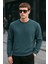 Erkek Basic Pamuklu Salaş Kışlık Bol Mavi Sweatshirt 4