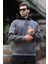 Füme Kapüşonlu Renk Bloklu Nakış Detaylı Erkek Sweatshirt 7088 2