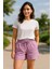Mor Regular Bağcıklı Kadın Short 7